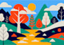 draw a flat vector landscape portrait illustration
